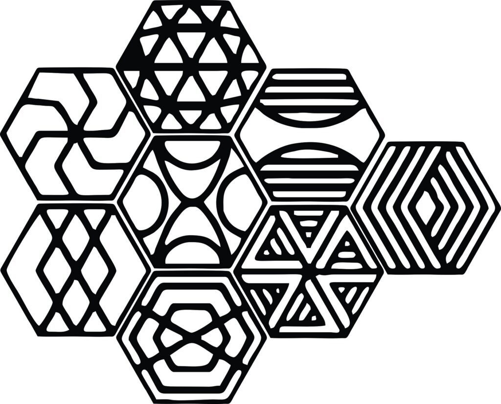 8wall Cuadro geométrico – 8 piezas, 110 × 90 cm